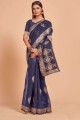 Blue Cotton Saree with Weaving