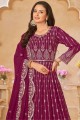 Faux georgette Maroon Anarkali Suit in Embroidered