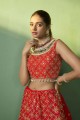 Georgette Red Lehenga Choli with Embroidered
