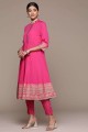Pink Printed Crepe Anarkali Suit