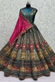Velvet Morpich Lehenga Choli with Embroidered
