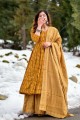 Muslin Palazzo Suit in Mustard yellow with Digital print