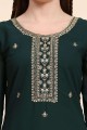 Embroidered Faux georgette Sharara Suit in Green with Dupatta
