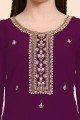 Purple Faux georgette Embroidered Sharara Suit