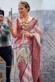 Magenta Silk Saree with Digital print