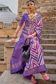 Purple Silk Saree with Digital print