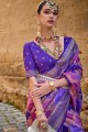 Silk  Purple Saree with Digital print
