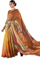 Multicolor Silk Saree  With Digital print
