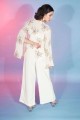 Embroidered Georgette Off white Palazzo Suit