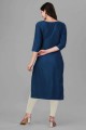 Rayon Kurti with Hand in Blue