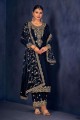Velvet Blue Palazzo Suit in Embroidered