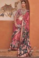 Printed Brown Saree in Silk