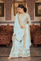 Sea green Faux georgette Embroidered Palazzo Suit with Dupatta