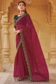 Art silk Embroidered Maroon Saree with Blouse