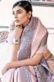 Silk Saree in Pink with Zari,thread,weaving