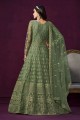 Green Anarkali Suit with Embroidered Net