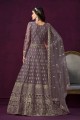 Mauve Anarkali Suit with Embroidered Net