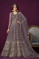 Mauve Anarkali Suit with Embroidered Net