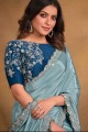Light blue Saree in Georgette with Stone,sequins,embroidered