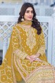 Embroidered Chiffon Yellow Eid Palazzo Suit with Dupatta
