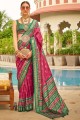 Pink Saree in Printed,weaving Silk