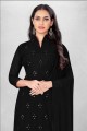 Embroidered Georgette Straight Suit in Black with Dupatta
