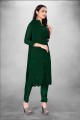 Straight Suit in Green Georgette with Embroidered