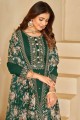 Printed Silk Salwar Kameez in Green with Dupatta