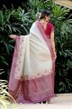 White Zari,thread,weaving Banarasi silk Saree