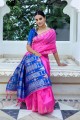 Tussar silk Pink Saree in Zari,weaving