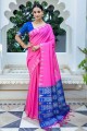 Tussar silk Pink Saree in Zari,weaving