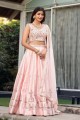 Baby pink Lehenga Choli in Art silk with Embroidered