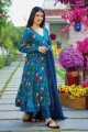 Blue Anarkali Suit in Muslin with Digital print