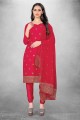 Muslin Anarkali Suit with Digital print in Pink