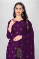 Georgette Purple Salwar Kameez in Embroidered