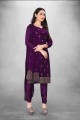 Georgette Purple Salwar Kameez in Embroidered