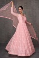 Embroidered Anarkali Suit in Pink Georgette