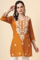 Kurti in Mustard Rayon with Embroidered