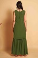 Green Palazzo Suit in Georgette with Embroidered