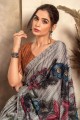 Digital print Satin Saree in Multicolor with Blouse