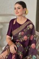 Plain Saree in Purple Tussar silk