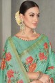 Sea green  Embroidered Tussar silk Saree