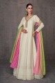 Embroidered Georgette Anarkali Suit in White