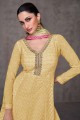 Yellow Anarkali Suit in Embroidered Georgette