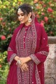 Pink Embroidered Silk Palazzo Suit