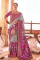 Silk Saree with Embroidered  Purple