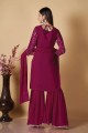 Pink Palazzo Suit in Embroidered Georgette