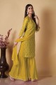 Embroidered Georgette Yellow Palazzo Suit with Dupatta