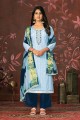 Hand Cotton Palazzo Suit in Blue