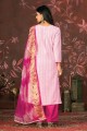 Hand Cotton Pink Palazzo Suit with Dupatta